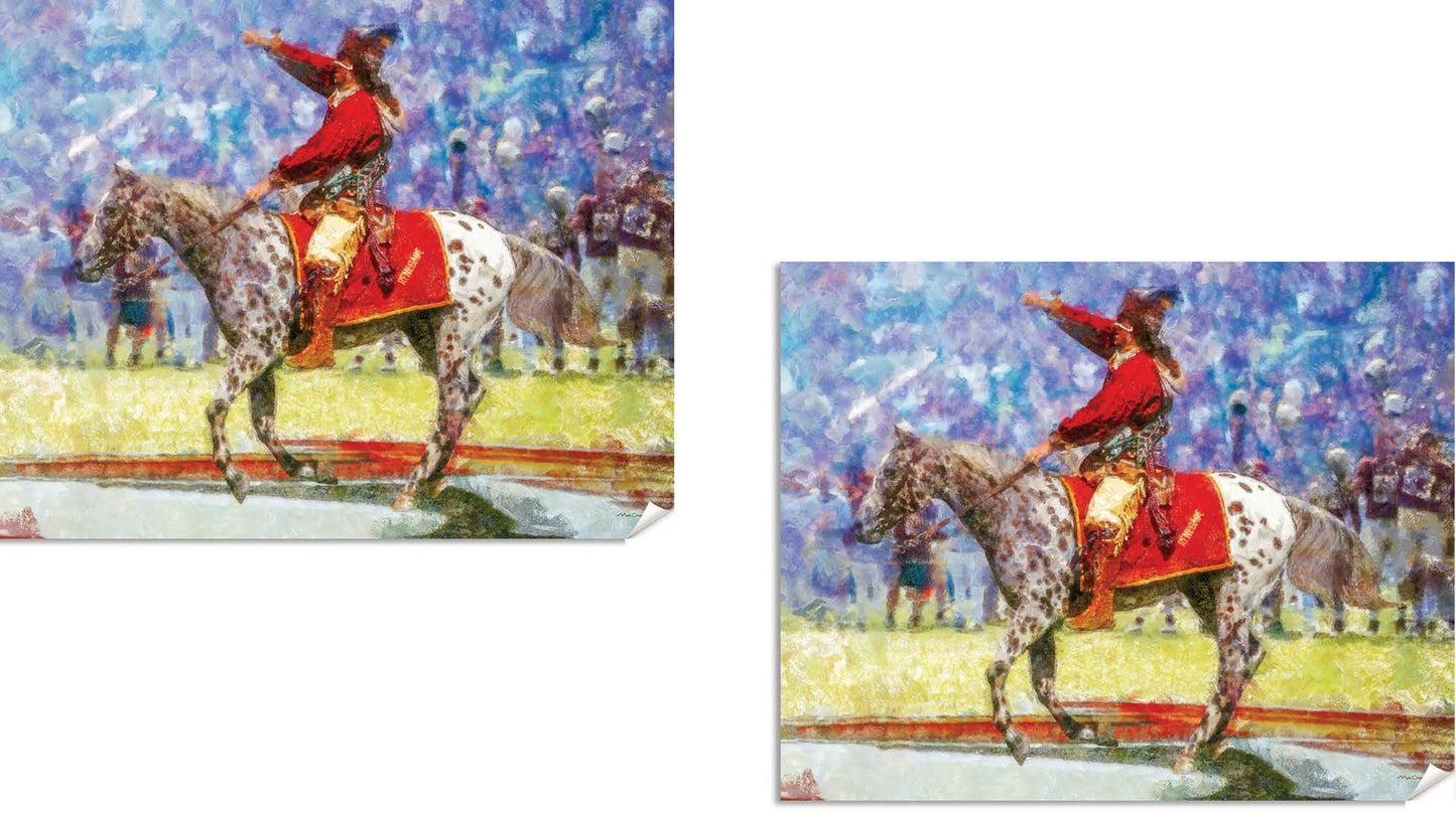 Florida State Seminoles oil painting lithograph Chief Osceola wall art Renegade FSU Mascot College Football Team Renegade FSUchief2RiD